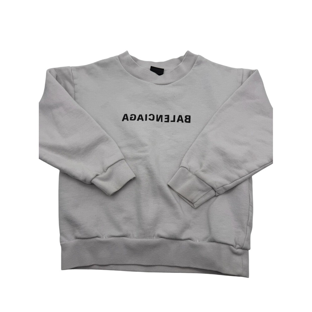 BALENCIAGA Kids Mirror Light Gray Crewneck Sweatshirt Size 6